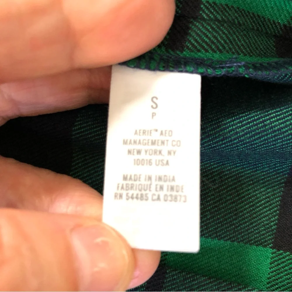 Aerie Green Navy Plaid Pleated Mini Skirt Small